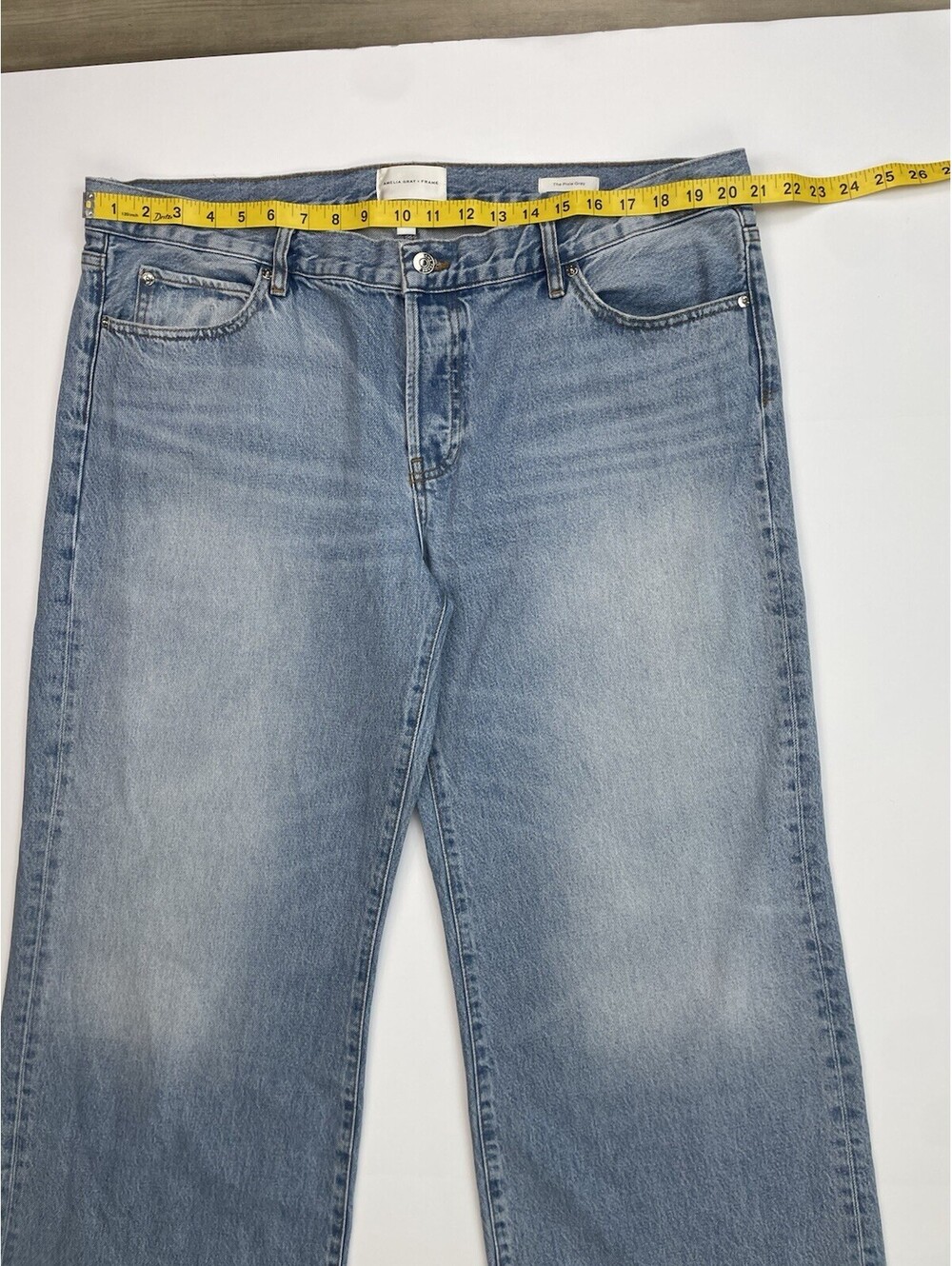 FRAME Amelia Gray The Pixie Gray Jeans 34 Low Rise Wide Leg Blue Wash - Picture 8 of 10